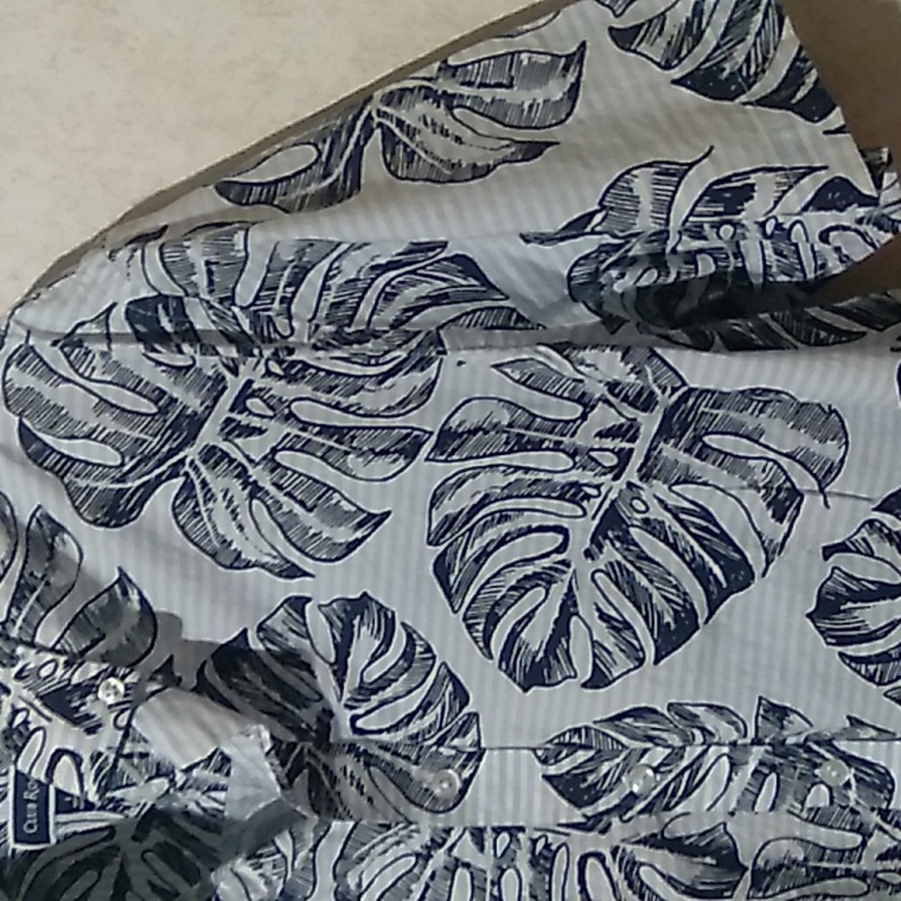 Club Room Madison Palm 🌴 graphic button up shirt size Large, navy and white - Picture 10 of 14